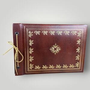 1950s Photo Album Memory Book Brown Gold Embossed Scrapbook Black Paper Vintage